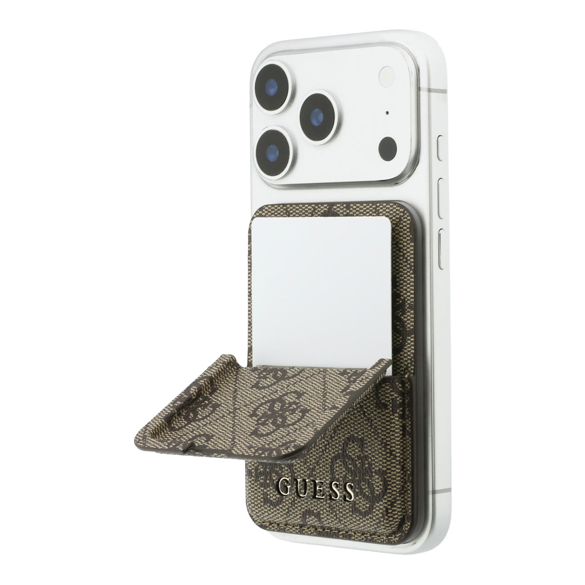 GUESS Card Holder 4 Cards 4G PU MagSafe and Stand Classic Logo Brown