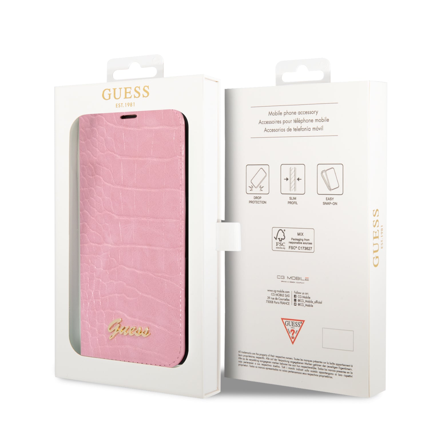 GUESS Apple iPhone 14 Plus Book Pink Croco Case