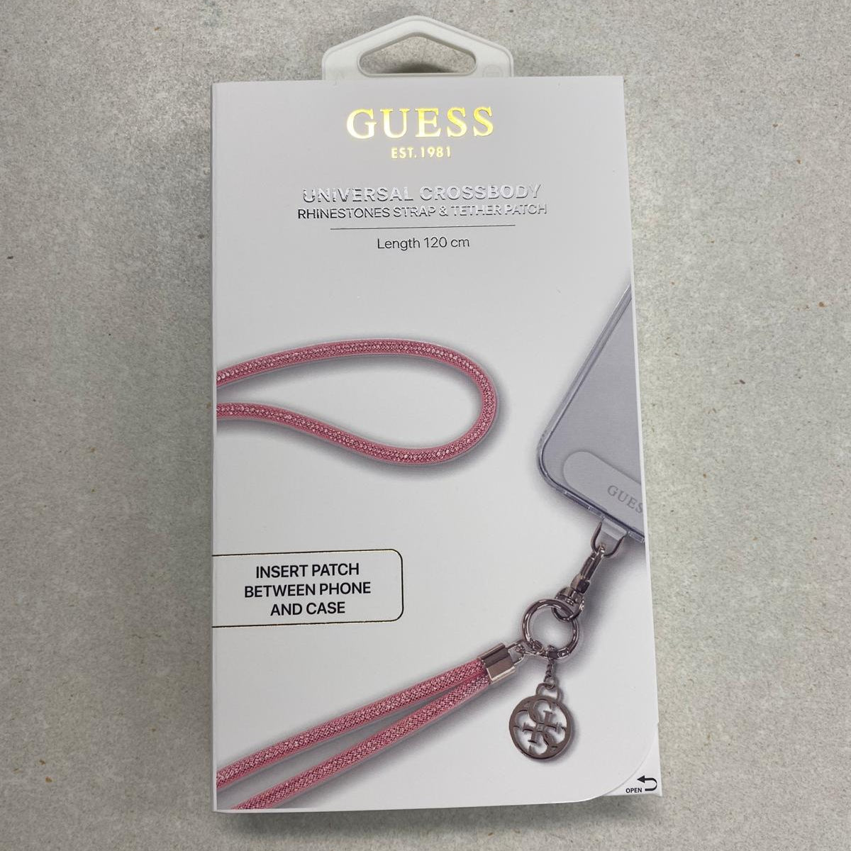 Guess Universal Crossbody Rhinestones Strap With Charm Pink 120 cm