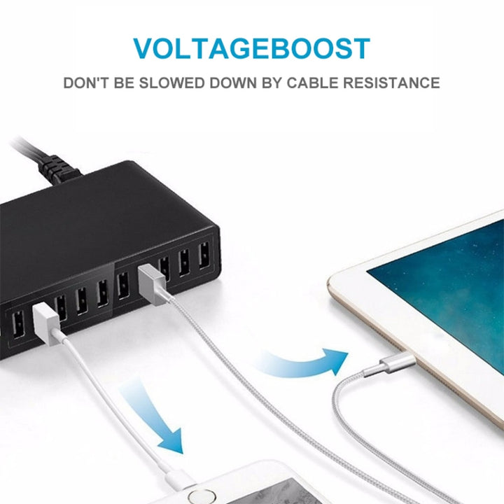 XBX09L 50W 5V 2.4A 10 USB Ports Fast Charger Travel Charger, US Plug