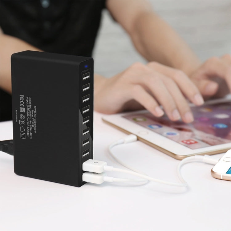 XBX09L 50W 5V 2.4A 10 USB Ports Fast Charger Travel Charger, US Plug