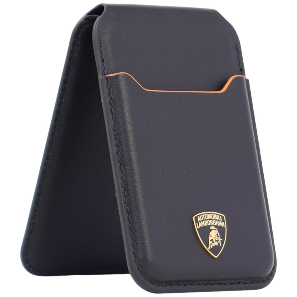 Magnetic Wallet Lamborghini D1 Genuine Leather MagSafe Phone Stand orange