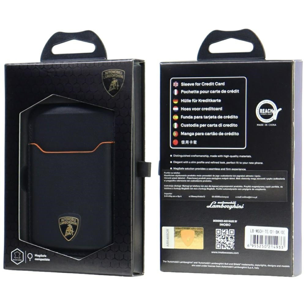 Magnetic Wallet Lamborghini D1 Genuine Leather MagSafe Phone Stand orange