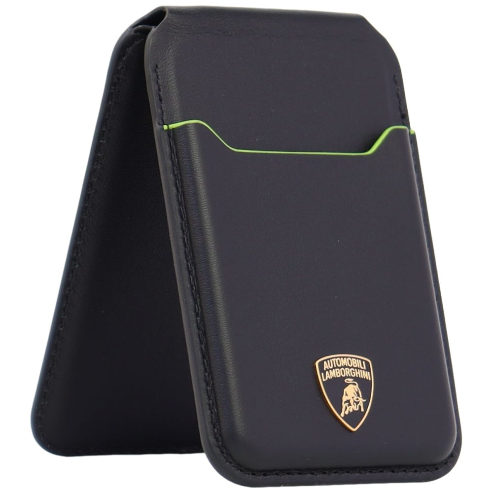 Magnetic Wallet Lamborghini D1 Genuine Leather MagSafe Phone Stand green