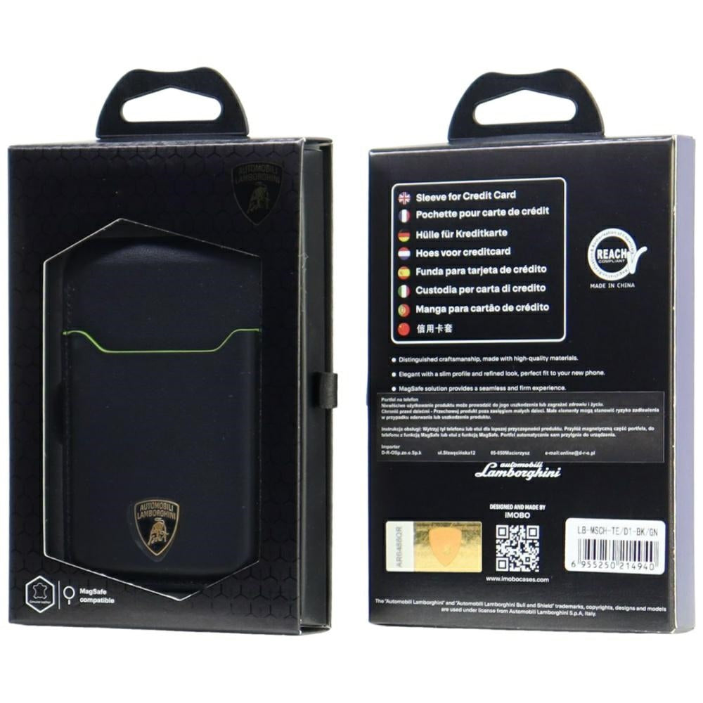 Magnetic Wallet Lamborghini D1 Genuine Leather MagSafe Phone Stand green