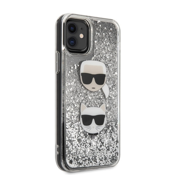 Karl Lagerfeld KLHCN61KCGLSL iPhone 11 / Xr hardcase srebrny/silver Glitter Karl&Choupette