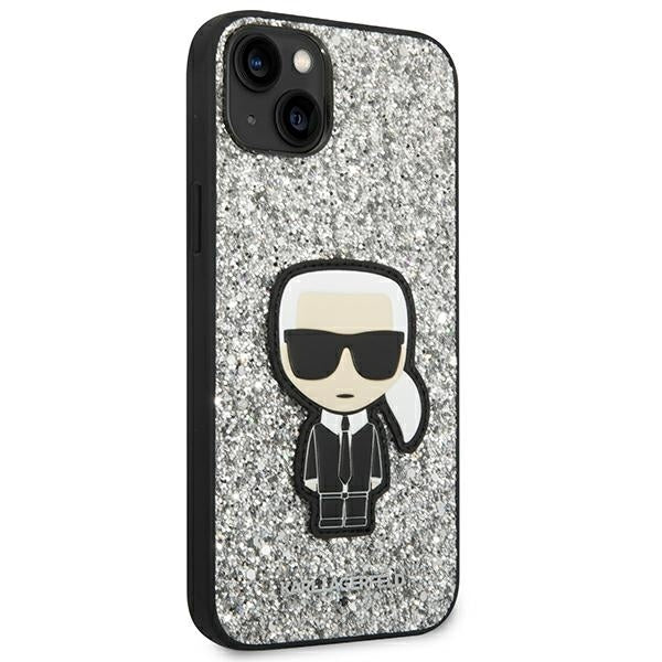 Karl Lagerfeld KLHCP14MGFKPG iPhone 14 Plus hardcase Silver Glitter Flakes Ikonik