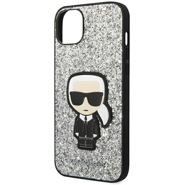 Karl Lagerfeld KLHCP14MGFKPG iPhone 14 Plus hardcase Silver Glitter Flakes Ikonik