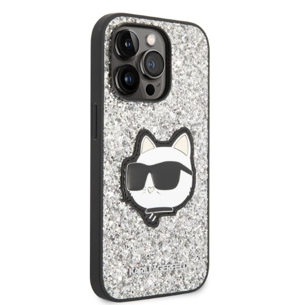 Karl Lagerfeld KLHCP14LG2CPS iPhone 14 Pro silver hardcase Glitter Choupette Patch