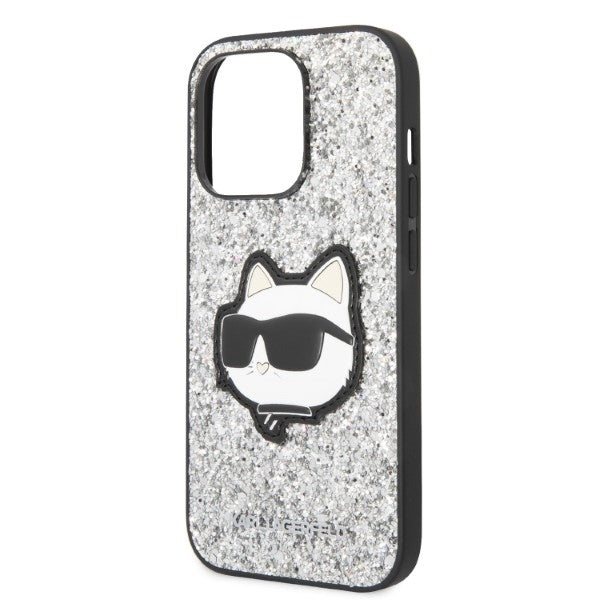 Karl Lagerfeld KLHCP14LG2CPS iPhone 14 Pro silver hardcase Glitter Choupette Patch