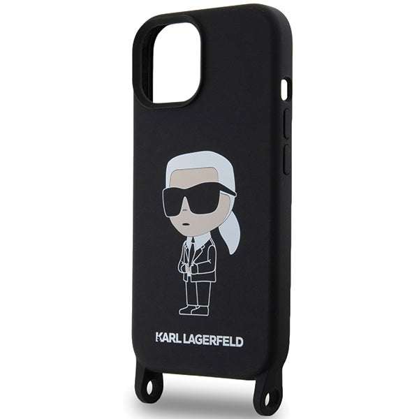 Karl Lagerfeld KLHCP15SSCBSKNK iPhone 15 hardcase czarny/black Crossbody Silicone Ikonik