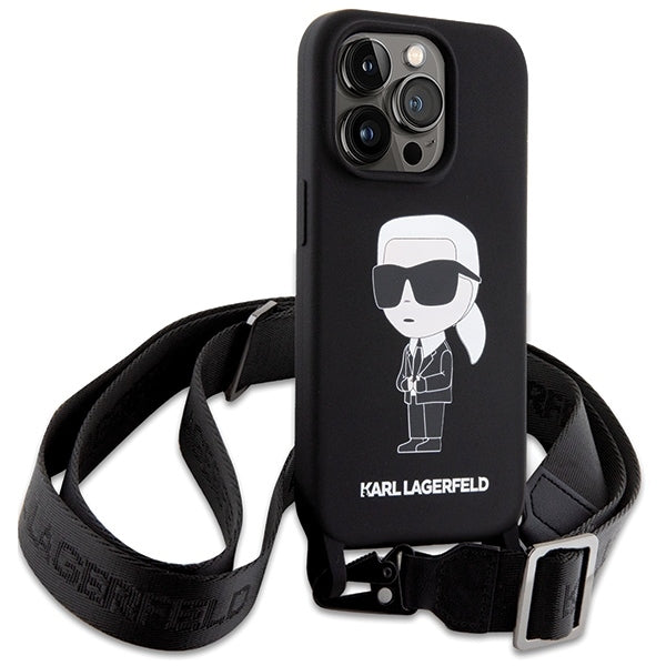 Karl Lagerfeld KLHCP15LSCBSKNK iPhone 15 Pro hardcase czarny/black Crossbody Silicone Ikonik