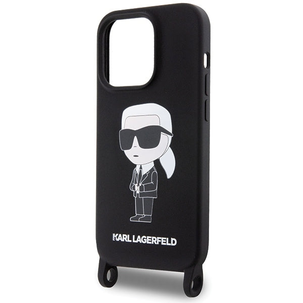 Karl Lagerfeld KLHCP15LSCBSKNK iPhone 15 Pro hardcase czarny/black Crossbody Silicone Ikonik