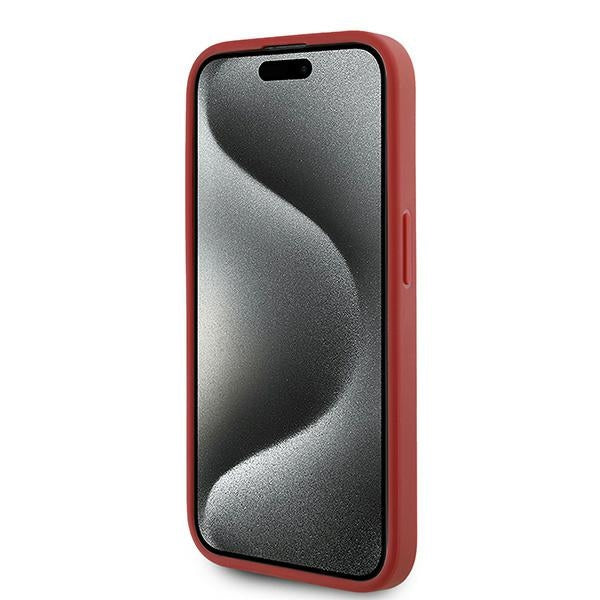 Karl Lagerfeld KLHCP15LPQDSMGR iPhone 15 Pro red hardcase Diagonal Quilted Script