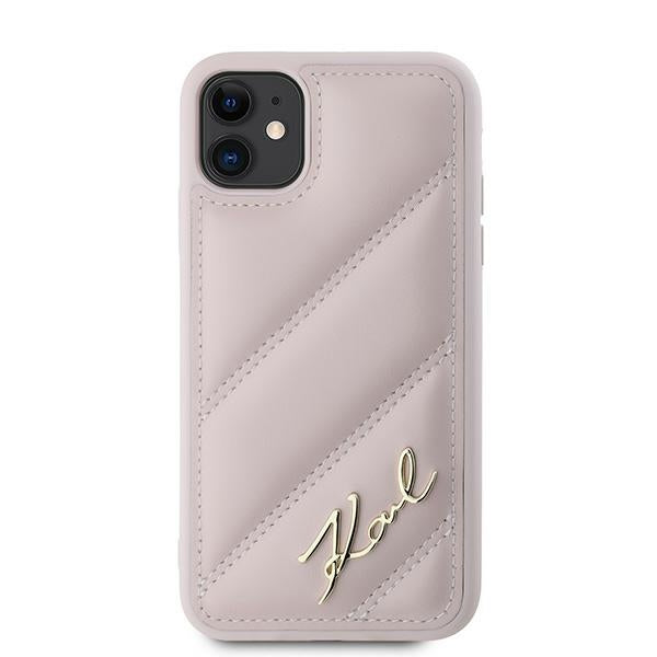 Karl Lagerfeld KLHCN61PQDSMGP iPhone 11 / Xr pink hardcase Diagonal Quilted Script