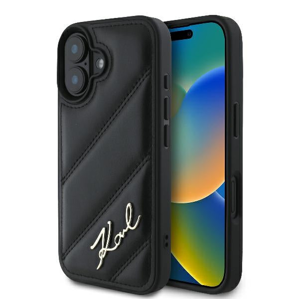 Karl Lagerfeld KLHCP16SPQDSMGK iPhone 16 black hardcase Quilted Signature