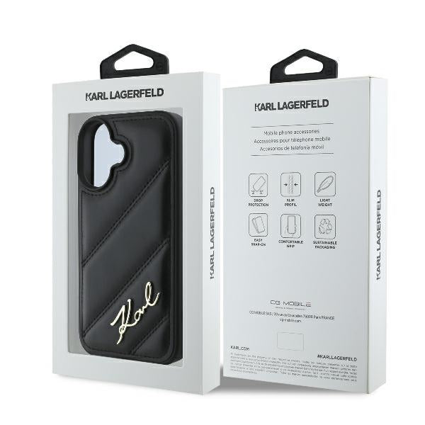 Karl Lagerfeld KLHCP16SPQDSMGK iPhone 16 black hardcase Quilted Signature