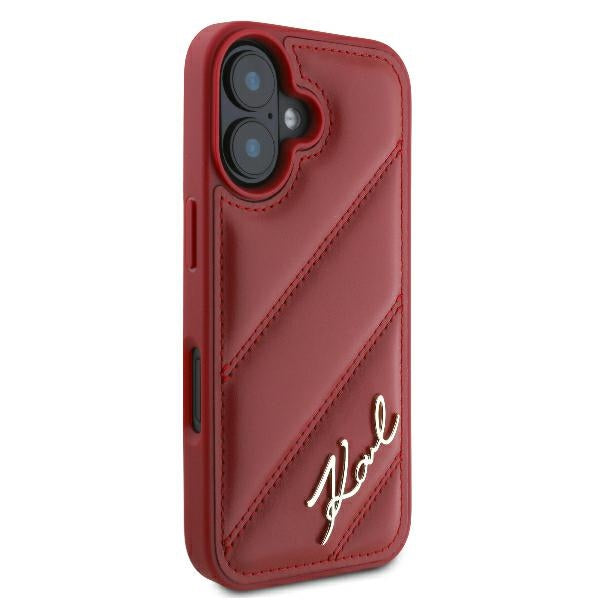 Karl Lagerfeld KLHCP16SPQDSMGR iPhone 16 red hardcase Quilted Signature