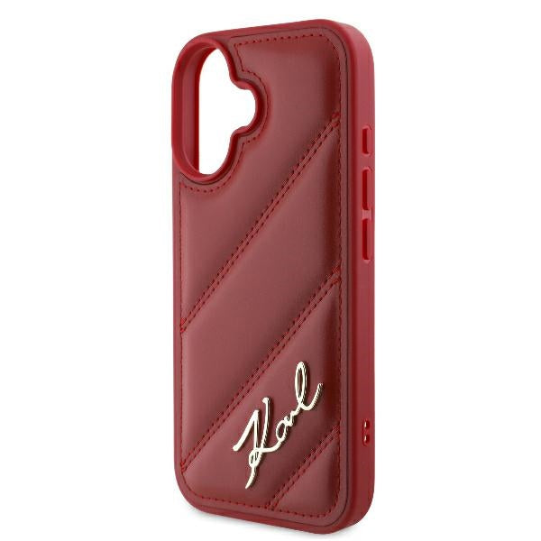 Karl Lagerfeld KLHCP16SPQDSMGR iPhone 16 red hardcase Quilted Signature