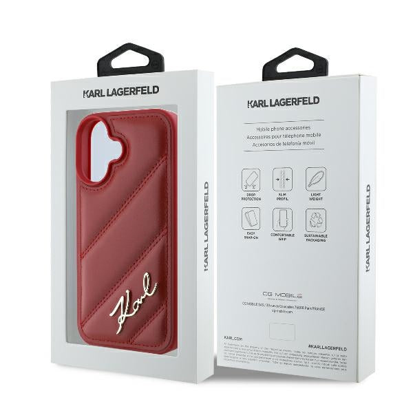 Karl Lagerfeld KLHCP16SPQDSMGR iPhone 16 red hardcase Quilted Signature