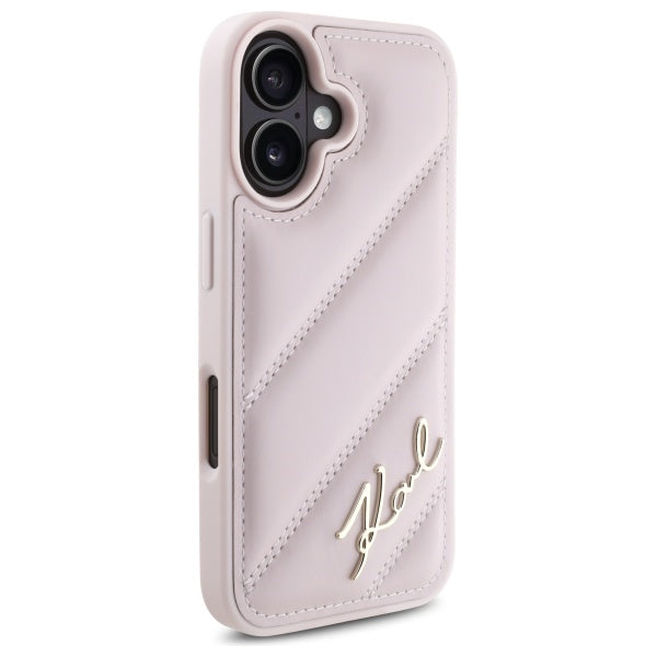 Karl Lagerfeld KLHCP16SPQDSMGP iPhone 16 Pink hardcase Quilted Signature