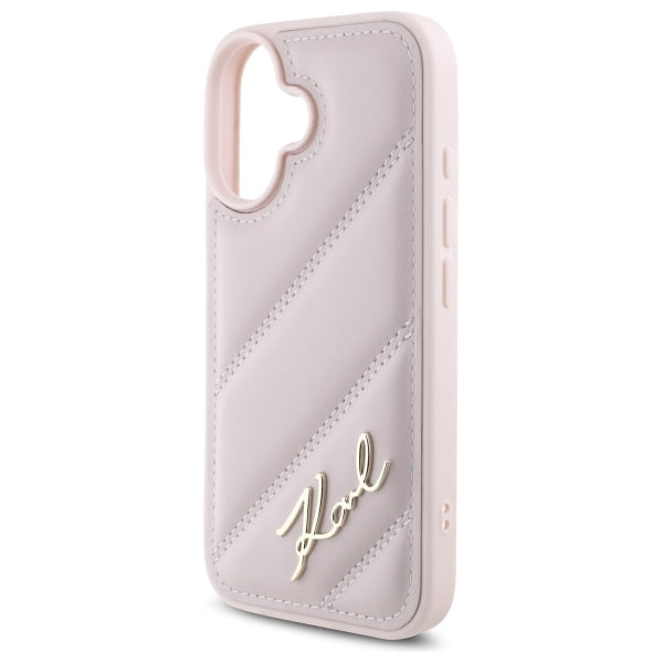 Karl Lagerfeld KLHCP16SPQDSMGP iPhone 16 Pink hardcase Quilted Signature