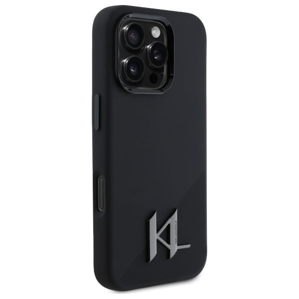 Karl Lagerfeld KLHMP16LSCMKMPCK iPhone 16 Pro black hardcase Silicone Shadow Metal Initial