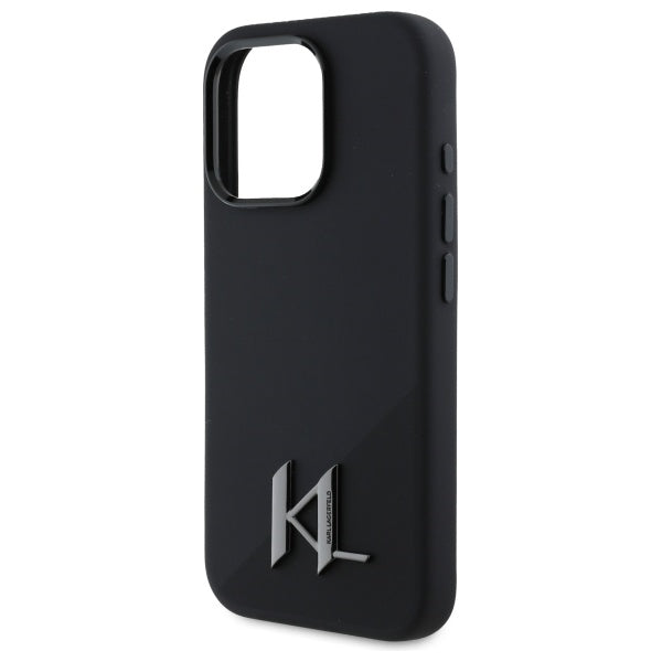 Karl Lagerfeld KLHMP16XSCMKMPCK iPhone 16 Pro Max black hardcase Silicone Shadow Metal Initial MagSafe