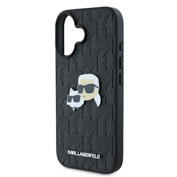Karl Lagerfeld KLHCP16SPGKLKCPK iPhone 16 black hardcase Monogram Karl&Chaoupette Head Pin