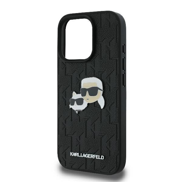 Karl Lagerfeld KLHCP16LPGKLKCPK iPhone 16 Pro black hardcase Monogram Karl&Chaoupette Head Pin