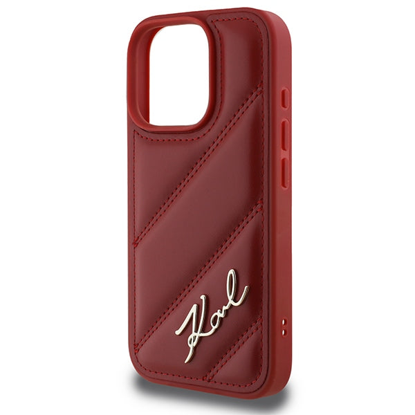 Karl Lagerfeld KLHCP16LPQDSMGR iPhone 16 Pro red hardcase Quilted Signature