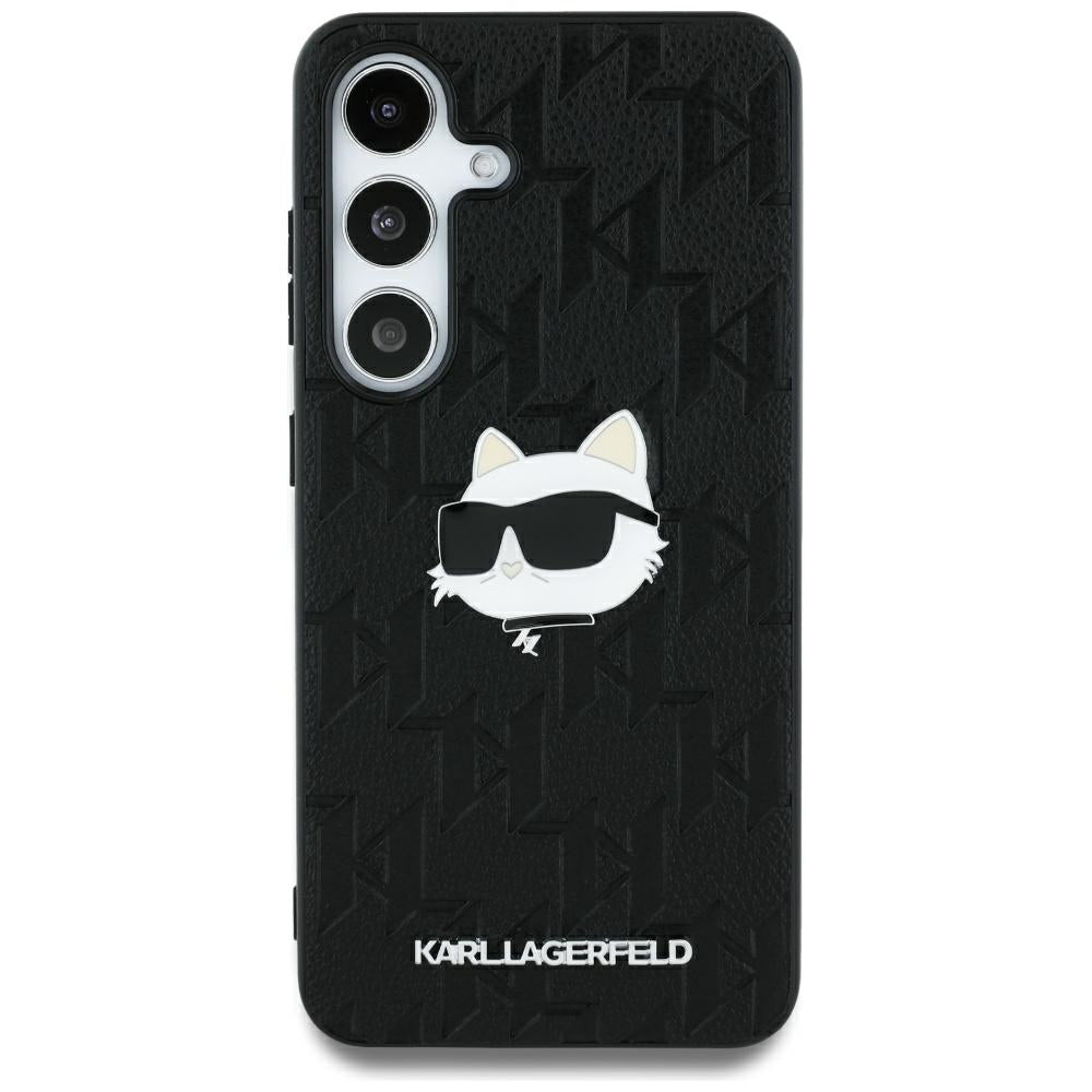 Karl Lagerfeld Leather Monogram Pin Logo Choupette Head Samsung Galaxy S25 Ultra black