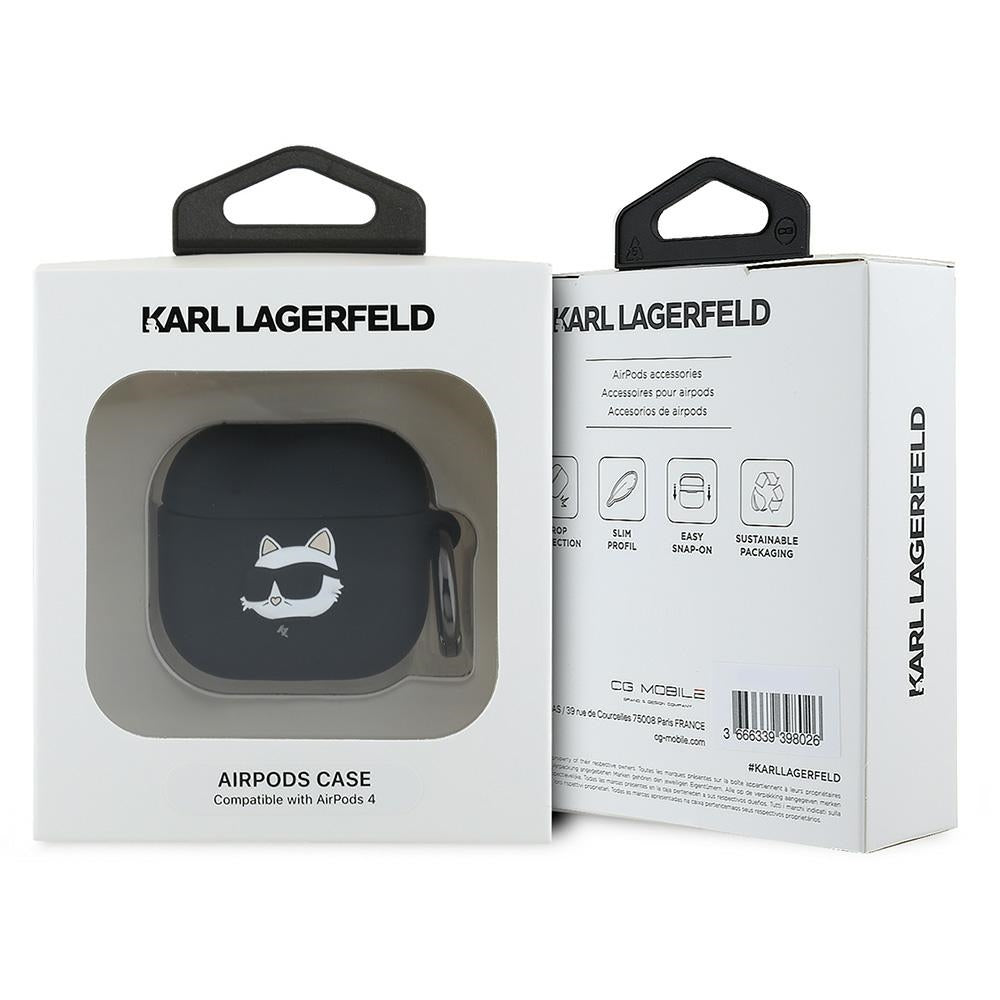 Karl Lagerfeld KLA4RUNCHK AirPods 4 cover black Silicone Choupette Head 3D