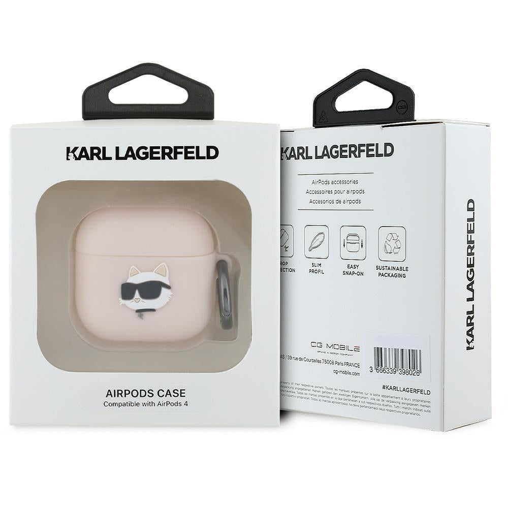 Karl Lagerfeld KLA4RUNCHP AirPods 4 cover pink Silicone Choupette Head 3D