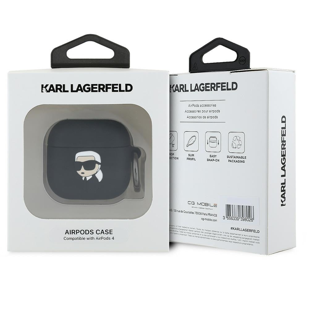 Karl Lagerfeld KLA4RUNIKK AirPods 4 cover black Silicone Karl Head 3D