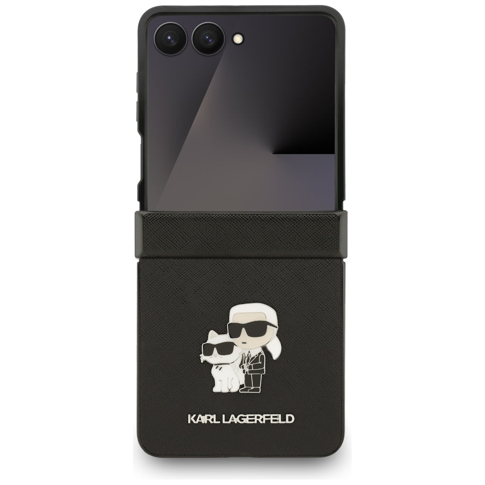 Karl Lagerfeld Saffiano Karl&Choupette Pin Case for Samsung Galaxy Z Flip7 Black