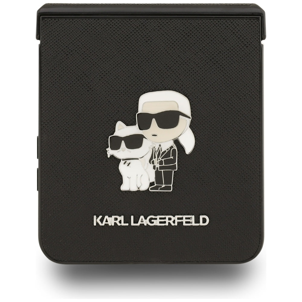 Karl Lagerfeld Saffiano Karl&Choupette Pin Case for Samsung Galaxy Z Flip7 Black