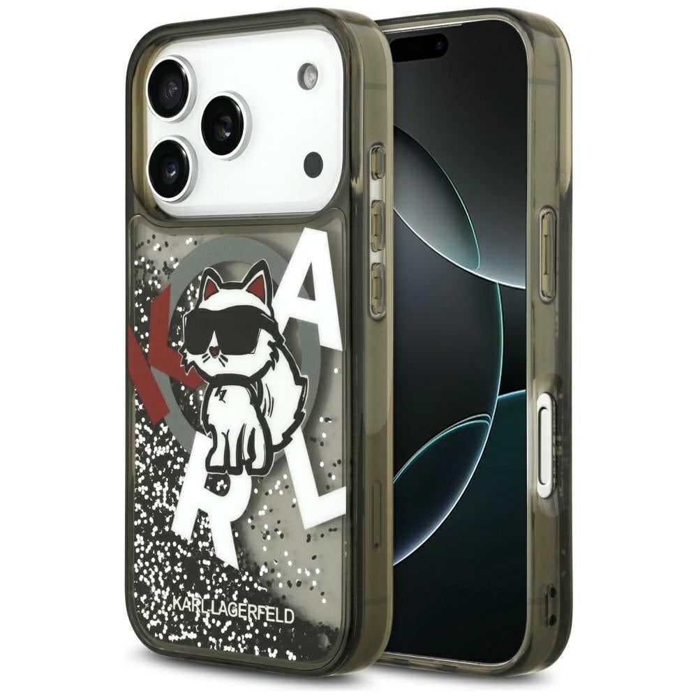 KARL KLHMP17XLCHSCTDK HardCase MagSafe LIQUID Glitter W/ CHOUPETTE Logo Black iPhone 17 Pro Max