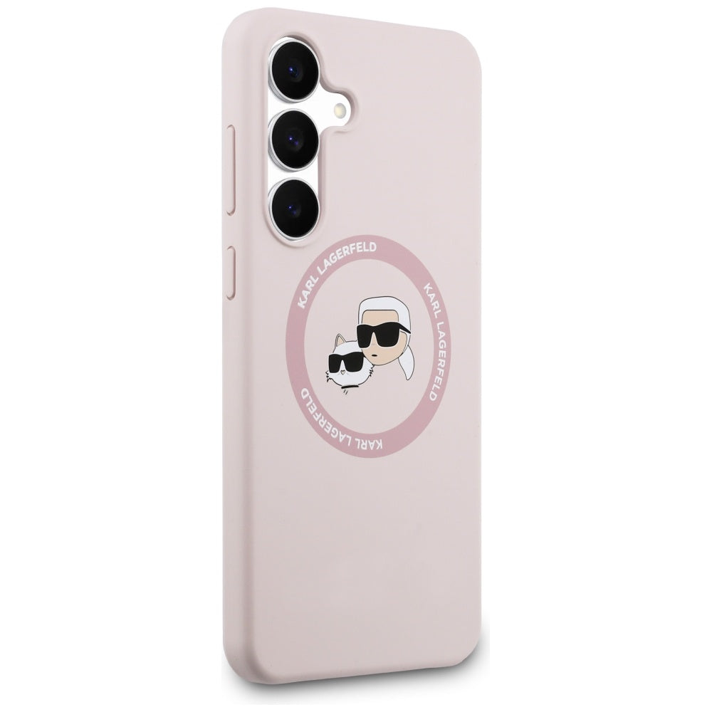 Karl Lagerfeld Silicone Karl&Choupette Heads MagSafe for Samsung Galaxy S25 FE Pink