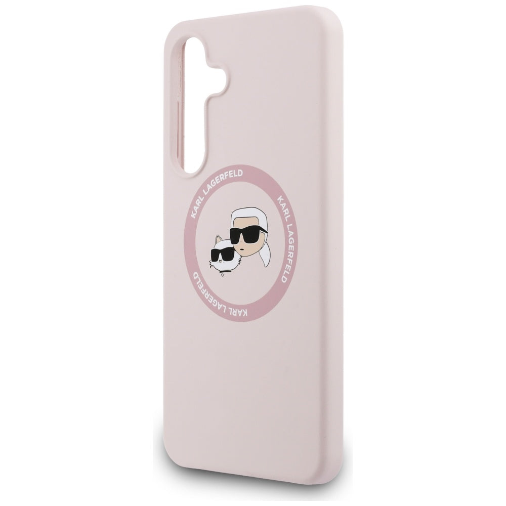Karl Lagerfeld Silicone Karl&Choupette Heads MagSafe for Samsung Galaxy S25 FE Pink