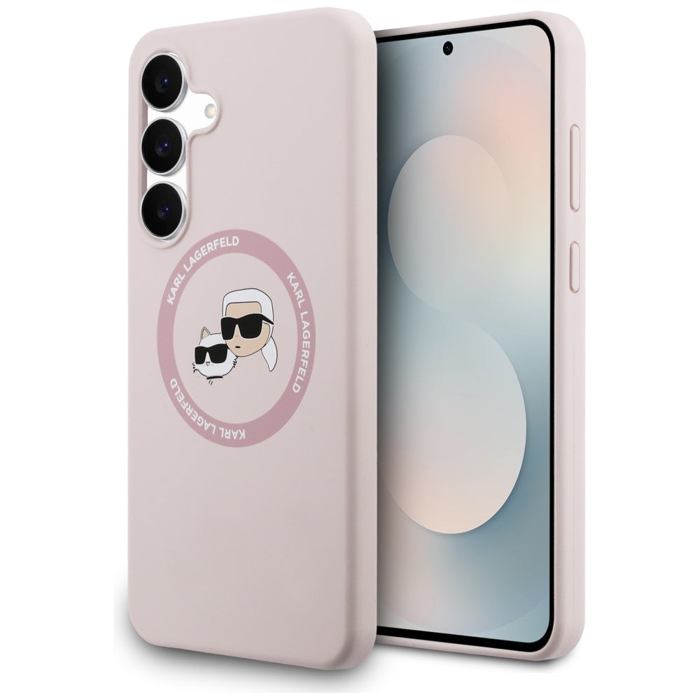 Karl Lagerfeld Silicone Karl&Choupette Heads MagSafe for Samsung Galaxy S25 FE Pink