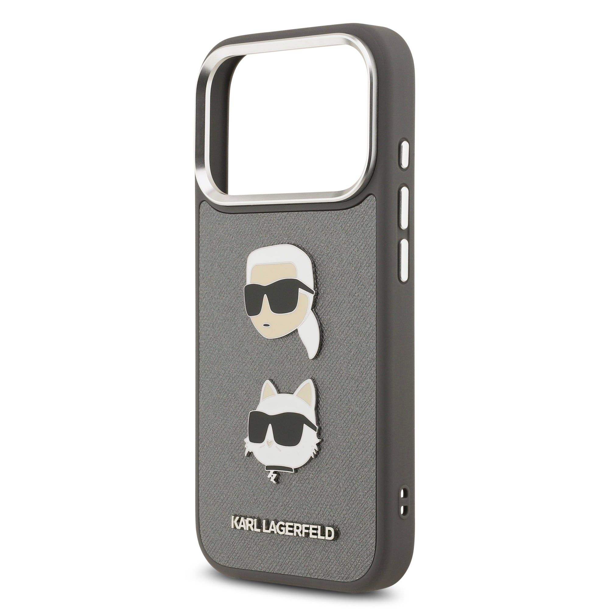 KARL KLHCP17LPSFDHPOG HardCase FW GRAINED PU W/ K&C HEADS PINS & Logo Grey iPhone 17 Pro