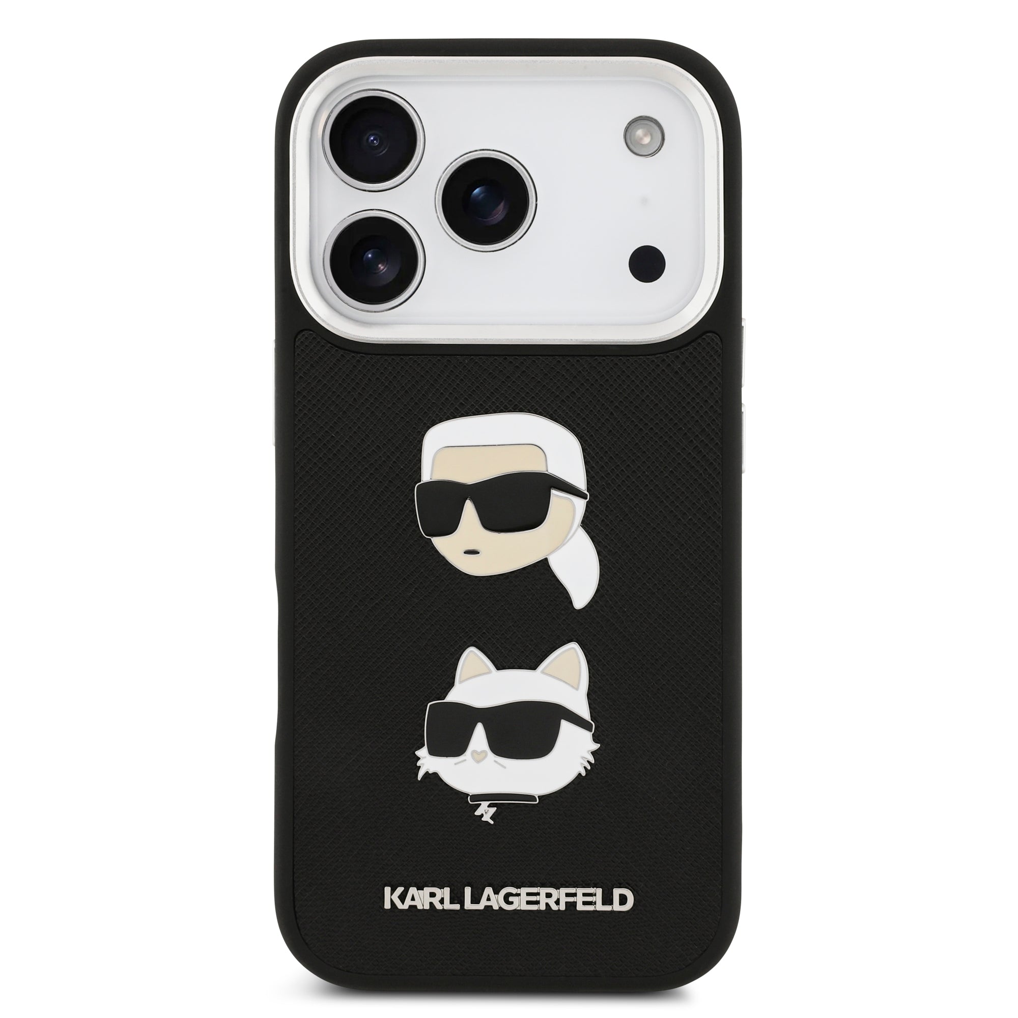 KARL KLHCP17LPSFDHPOK HardCase FW GRAINED PU W/ K&C HEADS PINS & Logo Black iPhone 17 Pro