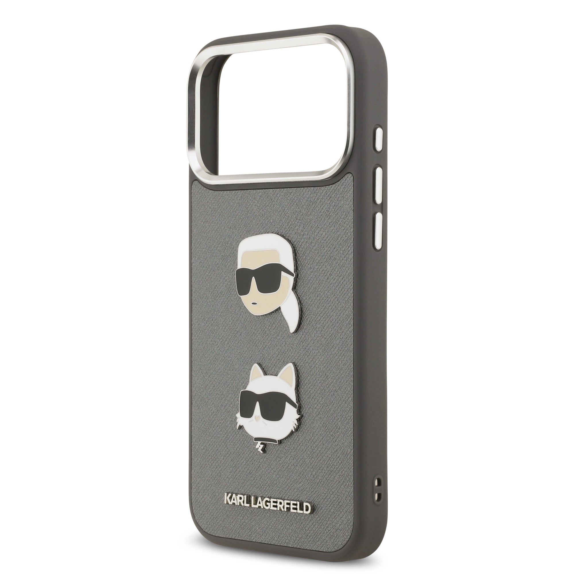 KARL KLHCP17XPSFDHPOG HardCase FW GRAINED PU W/ K&C HEADS PINS & Logo Grey iPhone 17 Pro Max
