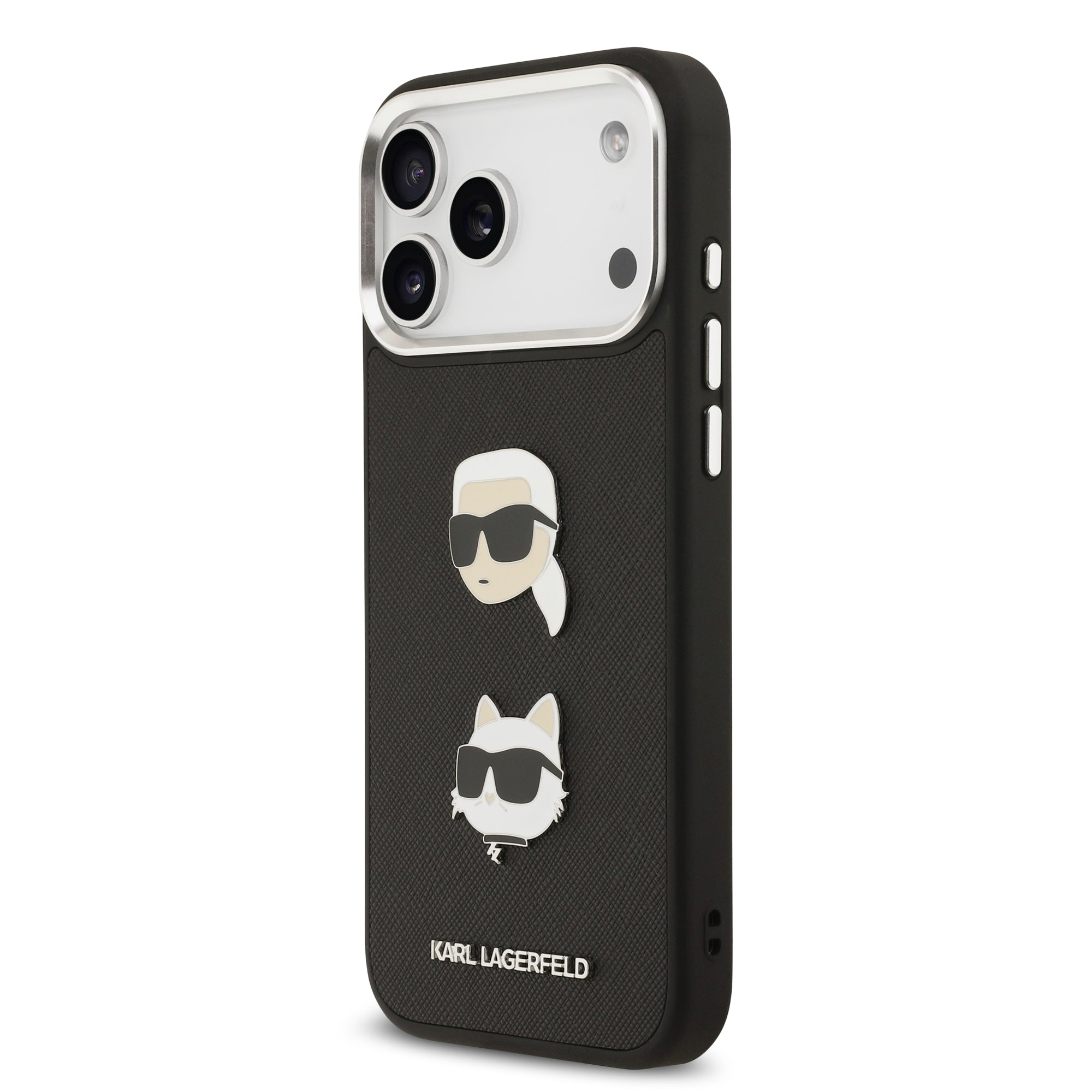 KARL KLHCP17XPSFDHPOK HardCase FW GRAINED PU W/ K&C HEADS PINS & Logo Black iPhone 17 Pro Max