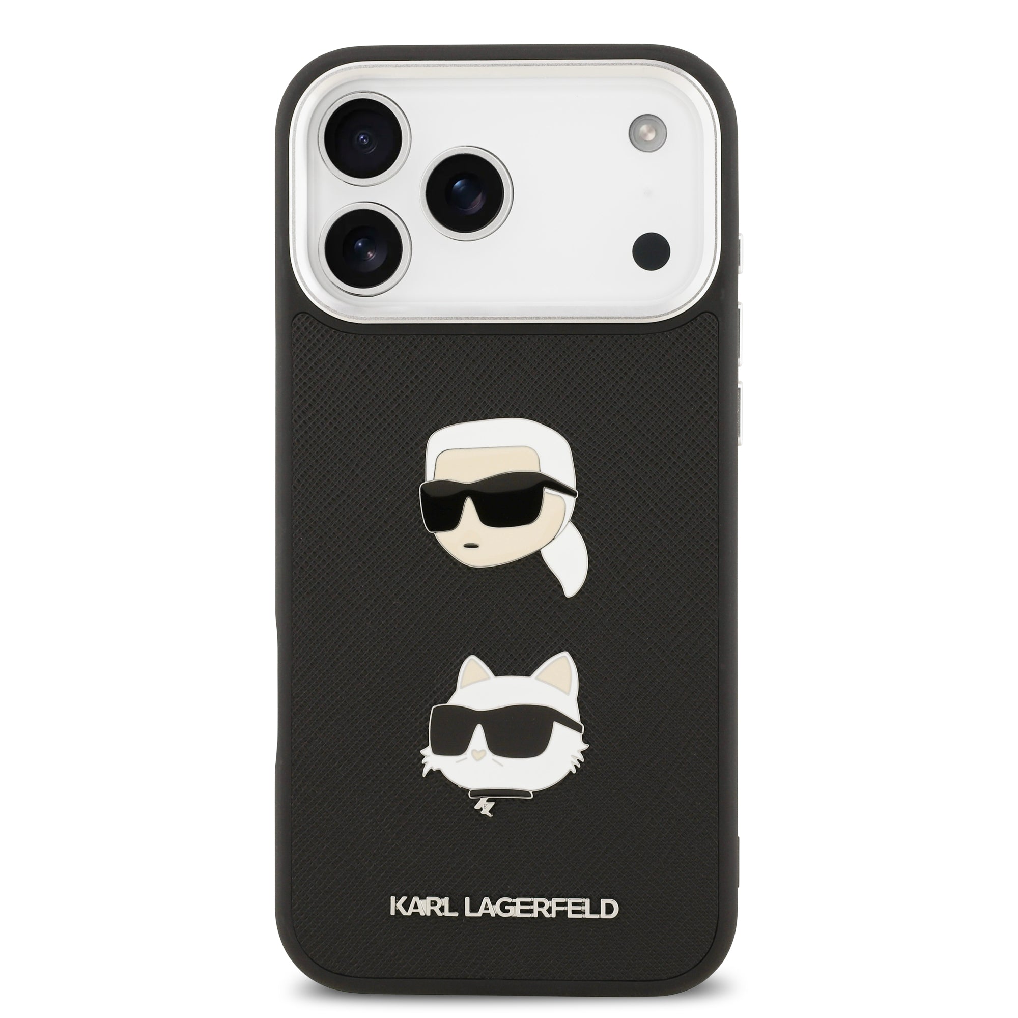 KARL KLHCP17XPSFDHPOK HardCase FW GRAINED PU W/ K&C HEADS PINS & Logo Black iPhone 17 Pro Max
