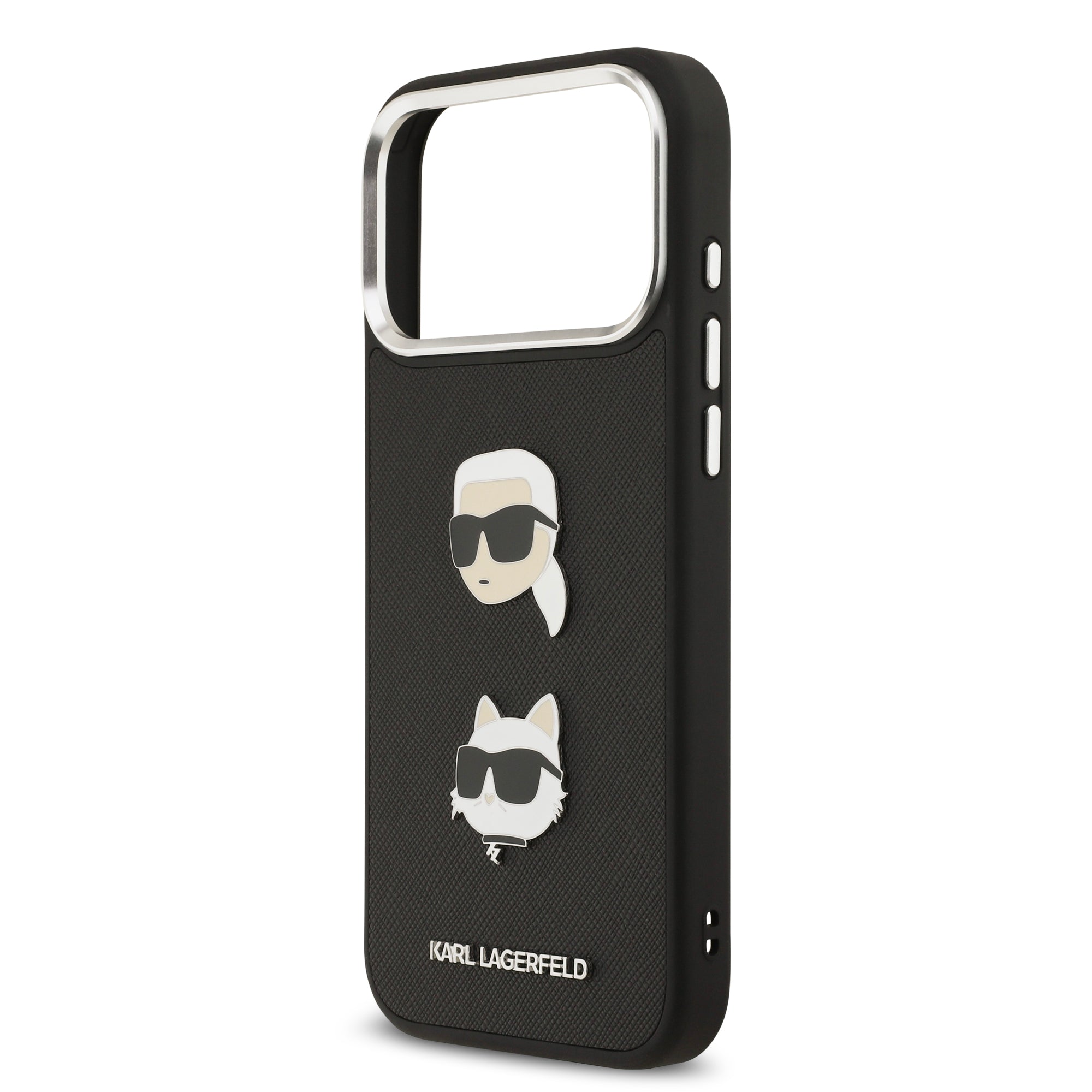 KARL KLHCP17XPSFDHPOK HardCase FW GRAINED PU W/ K&C HEADS PINS & Logo Black iPhone 17 Pro Max