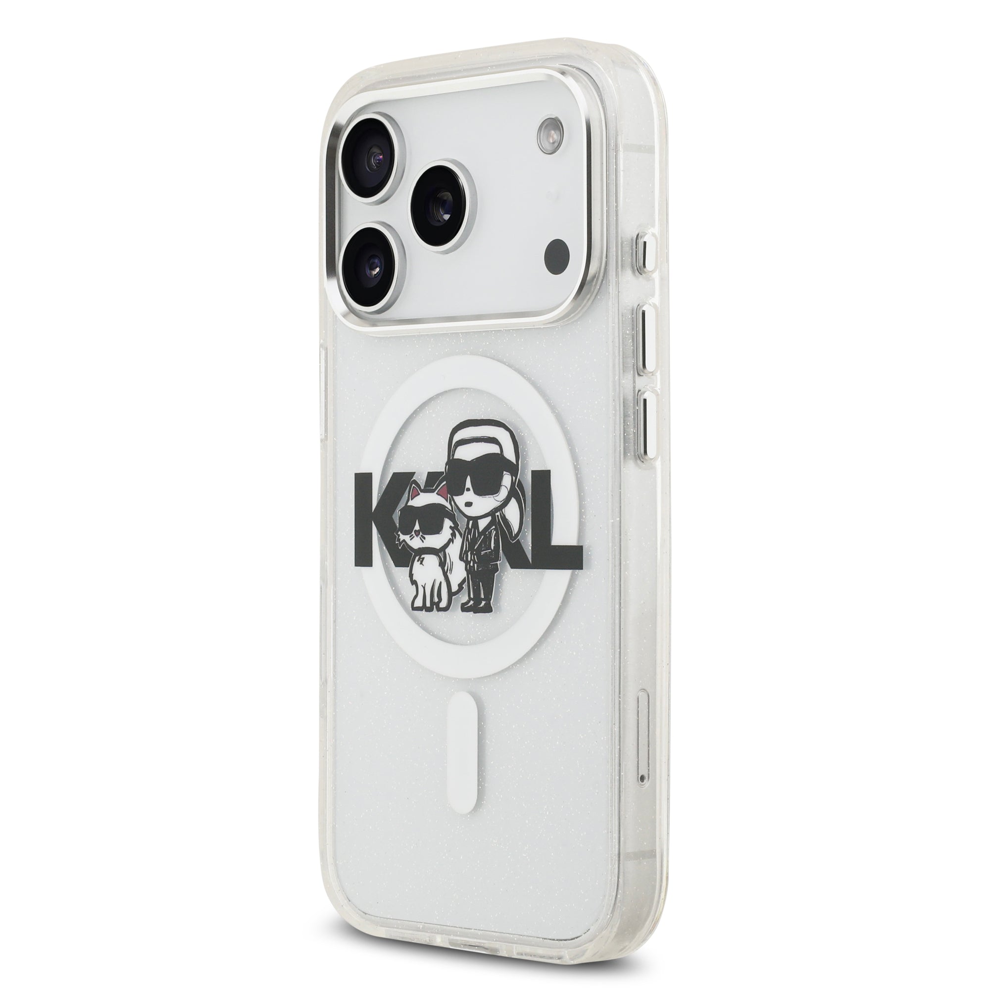 KARL KLHMP17LHGKCGKBT HardCase MagSafe IML Glitter K&C SKETCH Logo Transparent iPhone 17 Pro