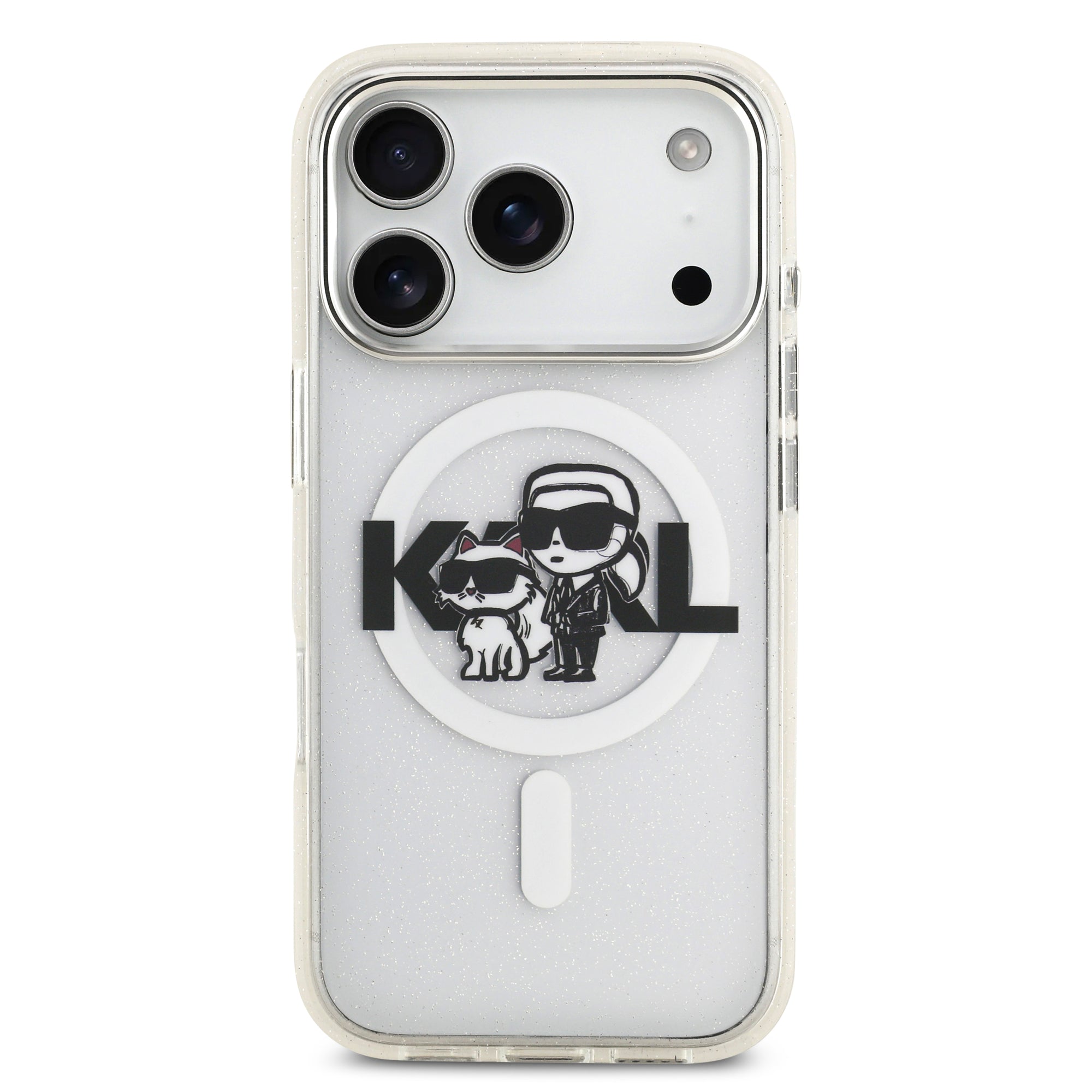 KARL KLHMP17LHGKCGKBT HardCase MagSafe IML Glitter K&C SKETCH Logo Transparent iPhone 17 Pro