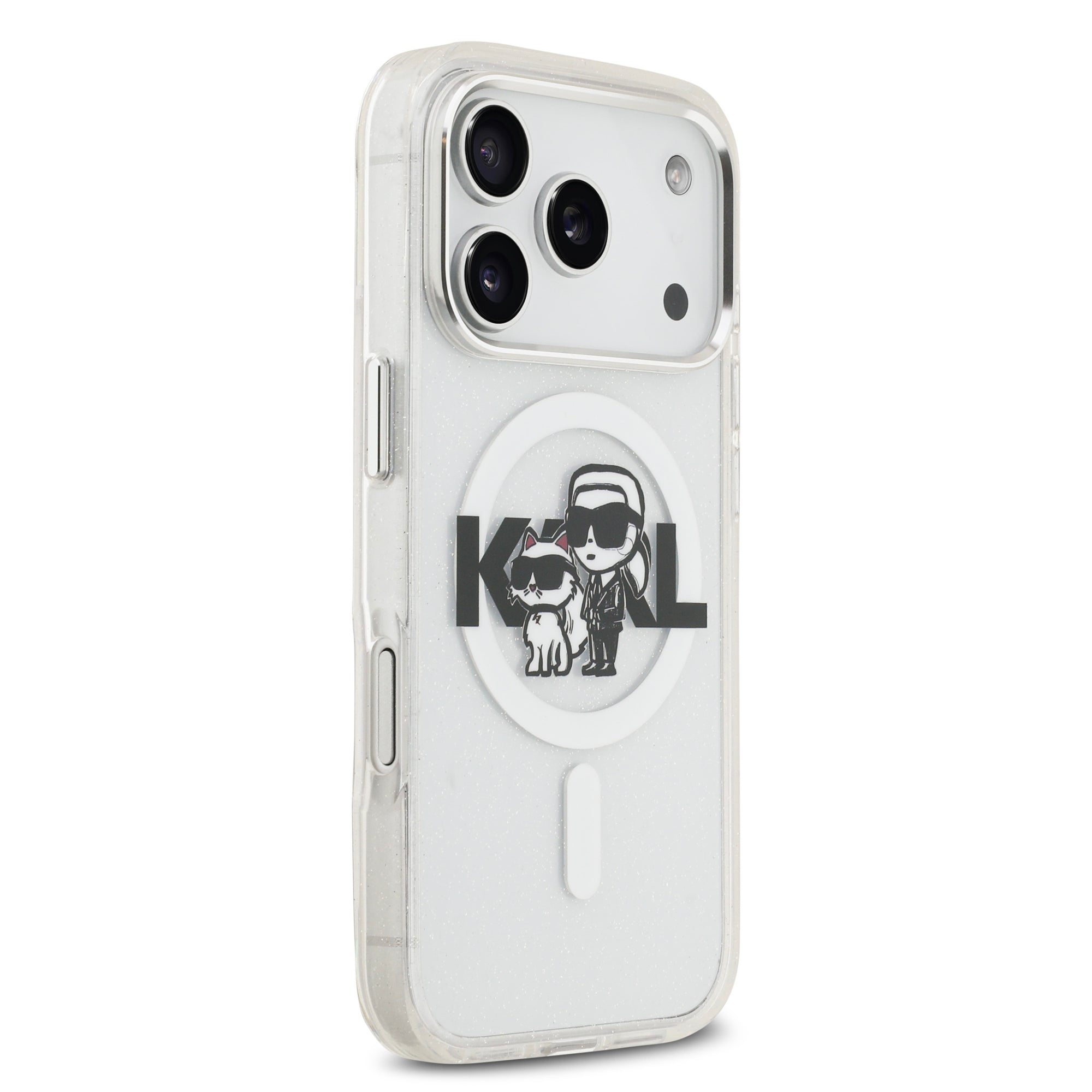 KARL KLHMP17LHGKCGKBT HardCase MagSafe IML Glitter K&C SKETCH Logo Transparent iPhone 17 Pro